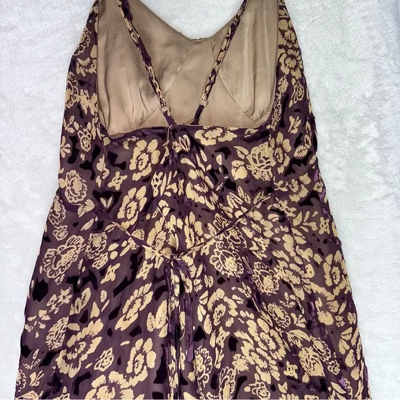 For Love & Lemons Double Slit Sleeveless Maxi Dress Purple Velvet Silk Floral S - Picture 4 of 9